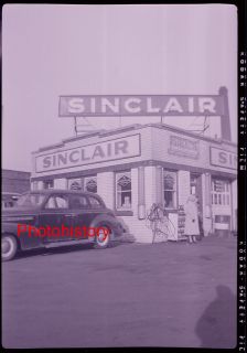 1940s Sinclair Gas Station Car Vintage Negative