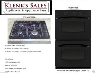 GE Profile Black 30 Gas Cooktop 27 Electric Double Wall Oven Set