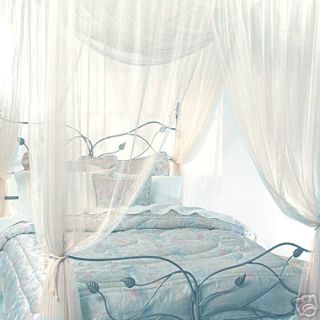 Ivory Four Corner Bed Canopy Mosquito Net Queen King
