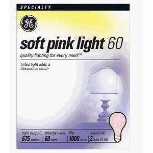 60W 2 Pack Soft Pink Bulbs by GE Lighting 97483