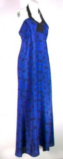 Geren Ford Long Blue Tile Kimono Halter Dress $397 XS