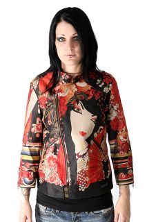  Size 38 Japanese Garden Coat Jacket 11E2959 Geisha Flowers