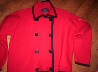 Ladies Herman Geist Red Wool Petite Medium PM Jacket Double Breasted