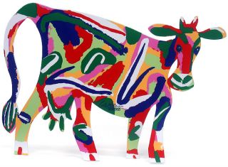 David Gerstein Art Israela Cow Metal Modern Sculpture