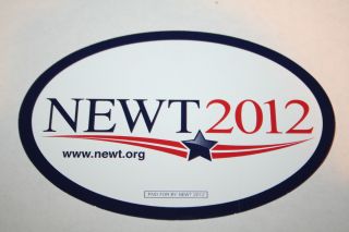 Newt Gingrich Official 2012 President Campaign Bumper Sticker