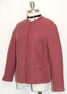 GEIGER SOFT PINK Austria BOILED WOOL Women Fitted Dress Jacket SWEATER