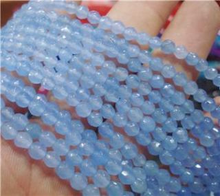 4mm Faceted Brazilian Aquamarine Gemstone Loose Beads 15