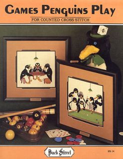 cross stitch booklet GAMES PENGUINS PLAY poker pool Pam Neely