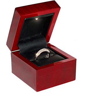 Mahogany Cherry Gift Ring Box with Light Plastic Material
