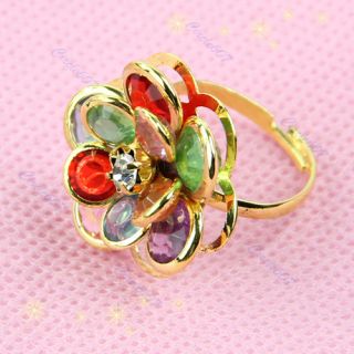  Flower Resin Bead Ladys Fashion Cocktail Finger Ring Gift