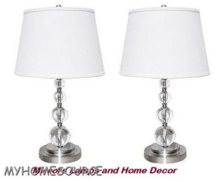  2 LAMP SET 28 REAL LEAD CRYSTAL GLASS BALL TABLE LAMPS
