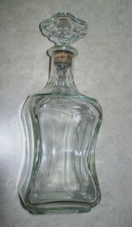 Vintage Clear Glass Decanter Unusual Shape Cork Stopper