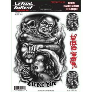 Street Life Gangster Skull Rose Chica 3 Sticker Decal Set Art by