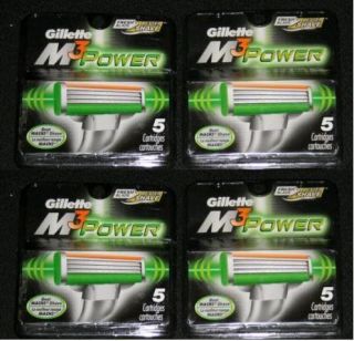 20 Gillette Mach3 Power M3 3 Blades Razor Blades Cartridges Refills
