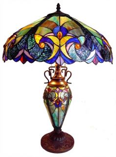  STAINED GLASS DOUBLE LIT TABLE LAMP YOUR CHOICE   REAL PIECED GLASS