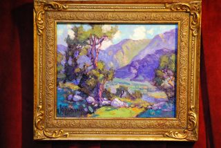  Listed Impressionism Oil Painting San Gabriel Mountain Vista