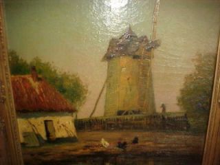 George Henry Bogert Oil Painting Windmill Scene 20X24