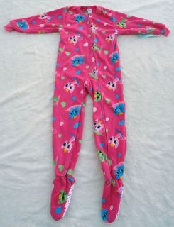 NEW Girls Footed Footy Cat Kitty Pink Pajamas PJs 4/5 XS & 6/7 Small S