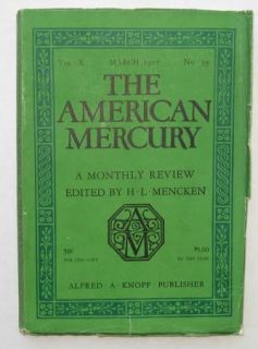 AMERICAN MERCURY MAGAZINE LOT MAR, APR, MAY 1927 CARL SANDBURG JAMES