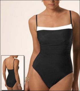Miraclesuit Size 8 Color Block Kara Underwire Black 1 Piece Swimsuit $