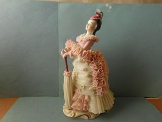 RARE Vintage Irish DRESDEN Lace Porcelain Lady w/Box, LA BELLE