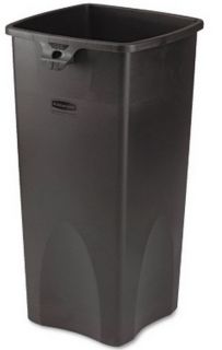  in Outdoor Rubbermaid Black Square Plastic Commercial Trash Can