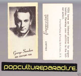 George Sanders 1940s Peerless Vending Machine Card