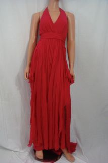 Marchesa Flyaway Halter Chiffon Gown Dress New $980 6 Notte Raspberry