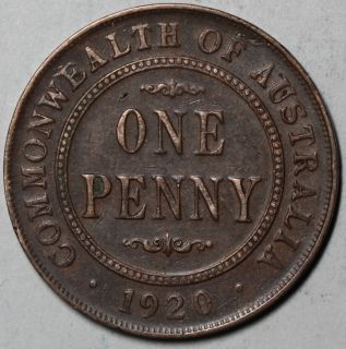 1920 Australia Penny King George V Dot Mint Mark Issue