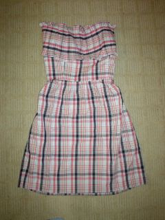 GEREN FORD Dress Large 8 pintuck strapless picnic plaid with pockets