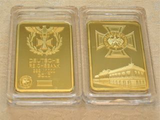  GERMAN .999 PURE 24K GOLD LAYERED 3RD REICH EMPIRE BANK BULLION BAR