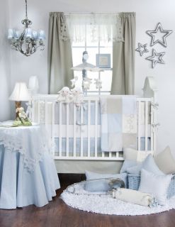 Glenna Jean Soft Blue Twinkle Star Boy 4pc Crib Nursery Set