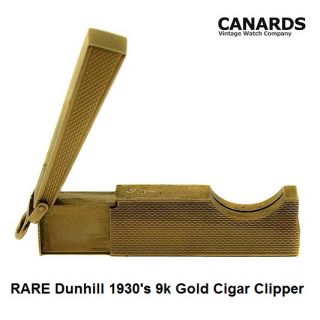 Vintage Deco Dunhill 9K Gold Cigar Cutter Clipper