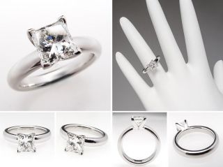 GIA 1 Carat Princess Cut Diamond Solitaire Engagement Ring Platinum