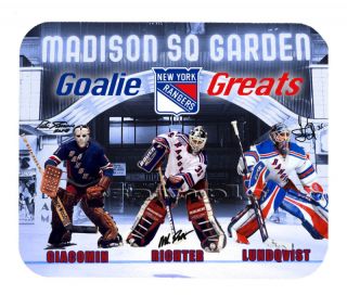Item 215 NY Rangers Goalies Greats Giacomin Richter Lundqvist Mouse