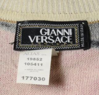 Gianni Versace Italian Abstract Print Small Wool Womens Top