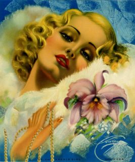 Billy DeVorss Art Deco Flapper Pin Up Print The Orchid Girl C 1940