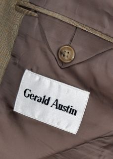 48L Gerald Austin Putty Beige Glen Plaid Two Button Super 100s Wool