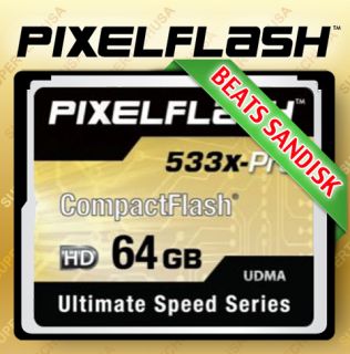 64 GB 64G PIXELFLASH CF Card 533x UDMA High Speed Compact Flash Expert