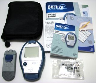 Ascensia Breeze 2 Blood Glucose Meter Monitoring System Kit with Case
