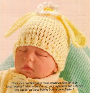 X967 Crochet Pattern Only Newborn Baby Bunny Hat Rabbit Ears