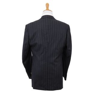 Gianfranco Ferre Dark Blue 100% Wool Striped Two Button Suit US 44 EU