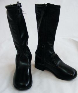 Vintage Deadstock 60s 70s Black GoGo Boots Knee High Girls 9 5