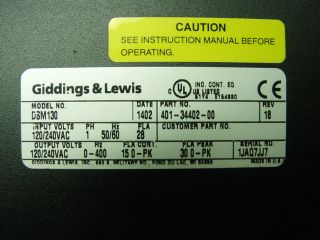 Giddings Lewis DSM130 Servo Controller 401 34402 00