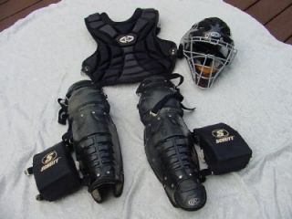 Girls Softball Catchers Gear Chest Protector Helmet Knee Guards Easton