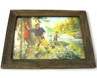 Rustic Framed Print Philip R Goodwin Fly Fishing A Friend in Need