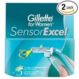 Gillette for Women Sensor Excel Refill Cartridges, 5 Count Boxes (Pack