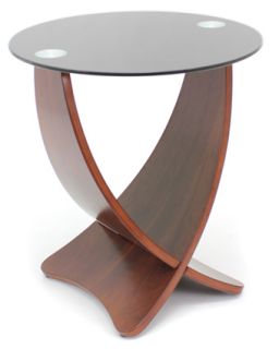 Criss Cross End Table Wood Glass Contemporary