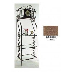 Burnished Copper Clock Etagere with Glass Shelves by Grace