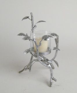 Silver Glass Hurricane Votive Candle Holder DS170
